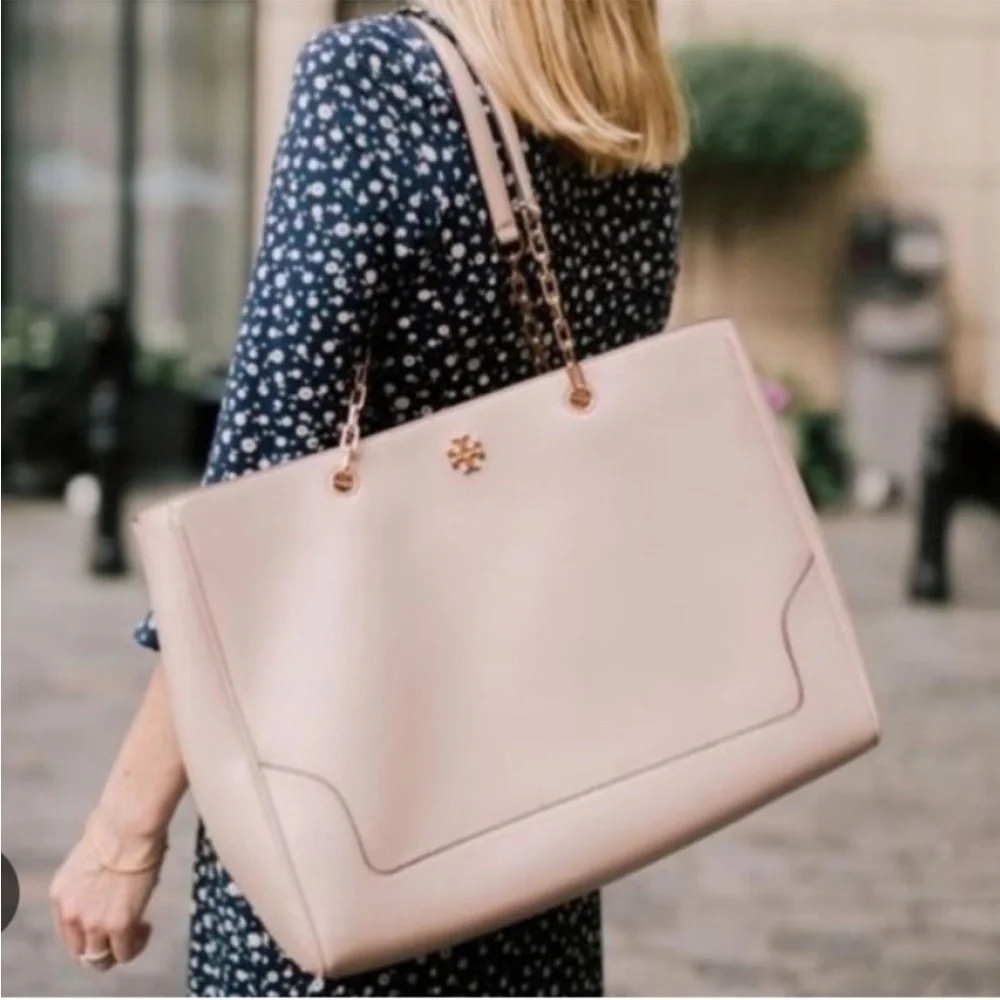 Tory Burch Marsden Pebbled Leather Tote in Light Oak - Picture 2 of 14